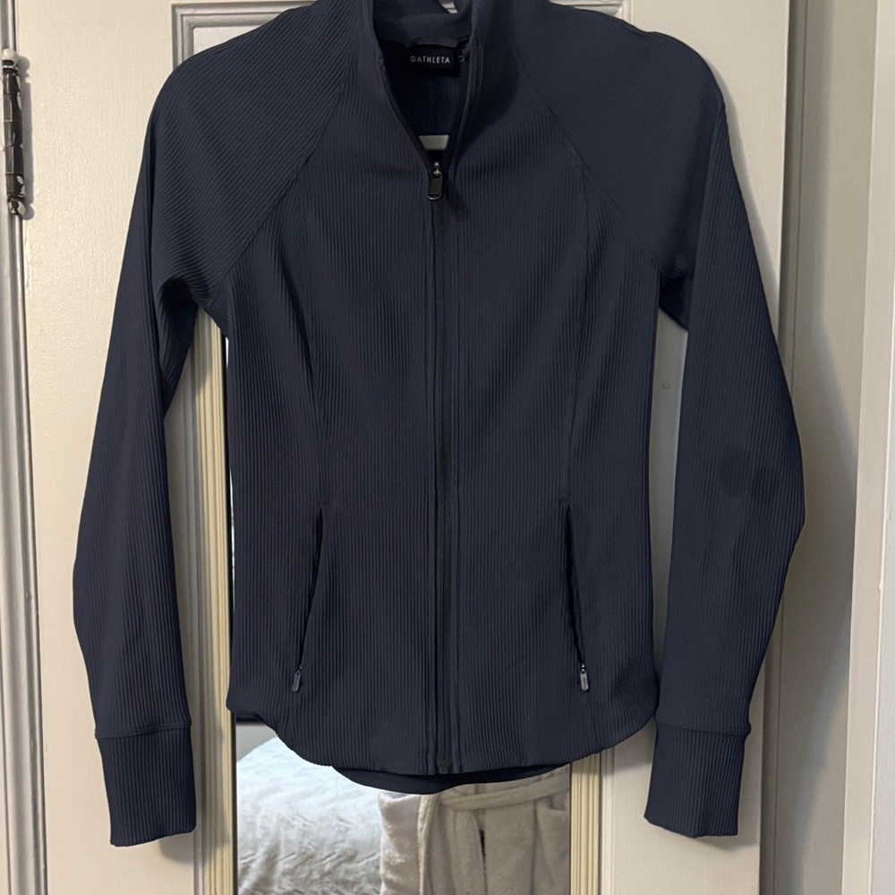 Athleta Navy Ribbed Full-Zip Jacket - Picture 2 of 3